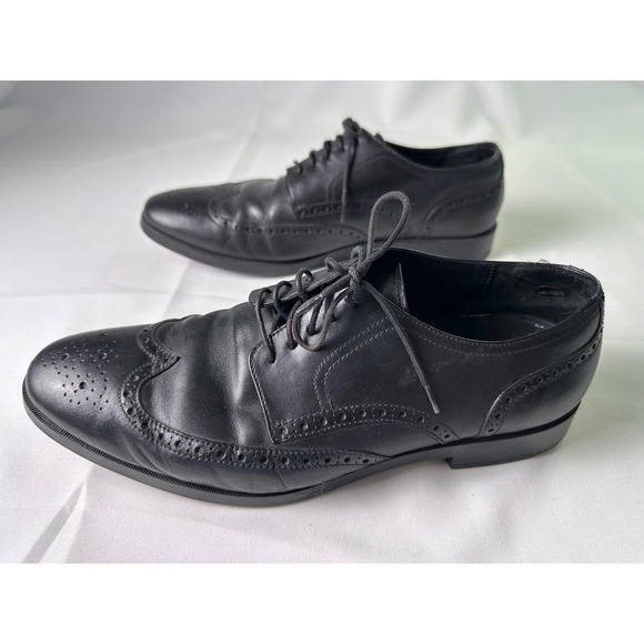 Cole Haan Grand OS Black Leather‎ Wingtip Oxford Dress Shoes Mens 10.5 US - Picture 1 of 11
